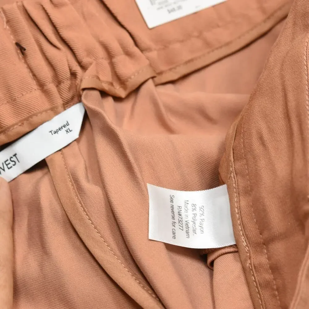 NEW Nine West Women Cargo Tapered Pants Rayon Orange Size XL Zip Solid